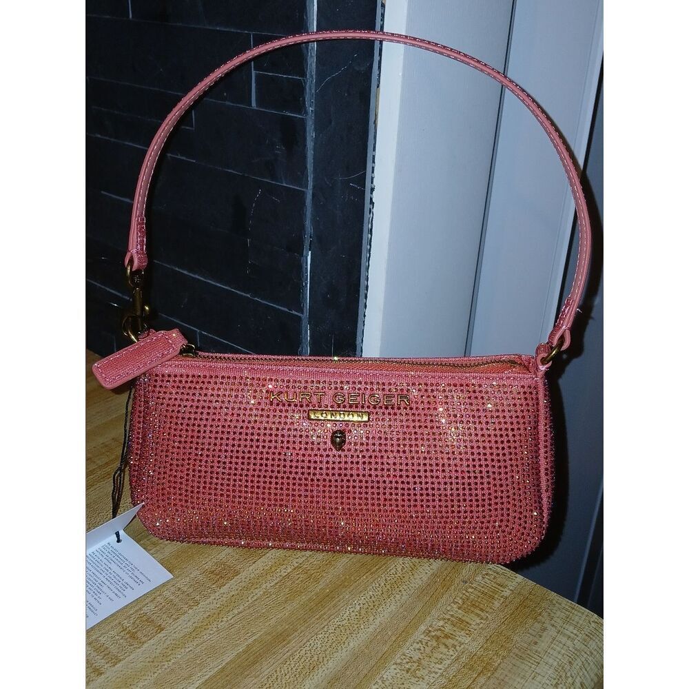 Kurt Geiger Coral Pink Crystal-Embellished bag